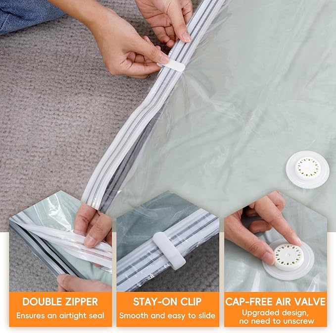 Large Vacuum Storage Bags with Electric Pump – 10 Pack（56×80 cm / 22×31.5 in) Space Saver Bags for Bedding, Comforters, Blankets, Clothes, Pillows, Jackets, Coats – Home Organization