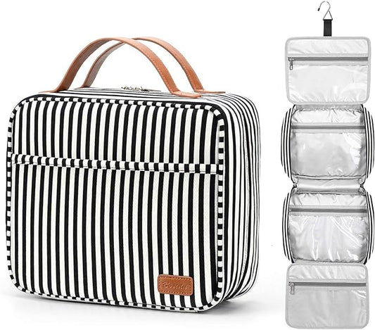 Bosidu Hanging Travel Toiletry Bag,Large Capacity Cosmetic Travel Toiletry Organizer for Women with 4 Compartments & 1 Sturdy Hook,Perfect for Travel/Daily Use/Christmas