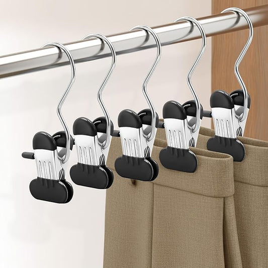 Wider Pants Hangers with Clips, 20 Pack Metal Leggings Hangers for Closet, Non-Slip Skirt Boot Jeans Hanger, Stackable Closet Organizer Space Saving Black