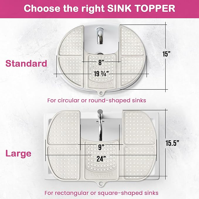 Sink Topper Bathroom Sink Cover for Counter Space & Storage Saver | RV Must Haves | Silicone Foldable Beauty Makeup Brush Cleaning Mat | Hot Tools Organizer | RV Sink Cover | Large, Lavender