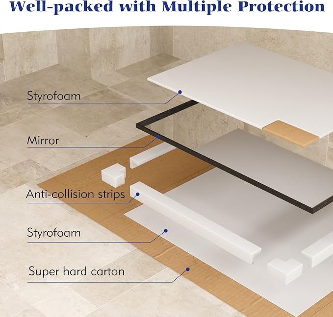 Bathroom Vanity Mirror 36x36 Inch, Matte Black Rectangle Bathroom Mirror, Anti-Rust, 4MM Tempered Glass, Wall-Mounted Mirror, Hangs Horizontally or Vertically for Bathroom & Bedroom