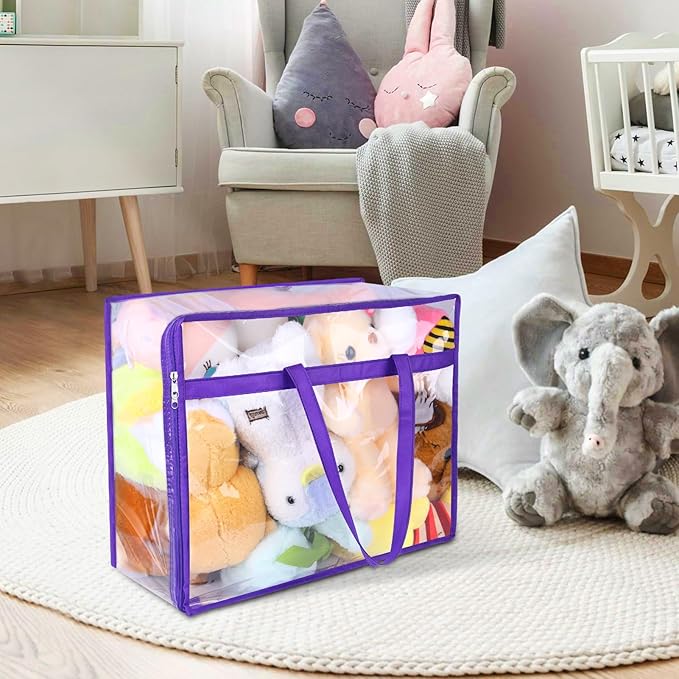 2 Pack Clear Zippered Storage Bags for Clothes, Closet Organizers and Storage Vinyl Bag for Bedding, Linen, Blankets, Comforters, Clothes & Toys Multi Purpose & Space Saver PVC Organizers