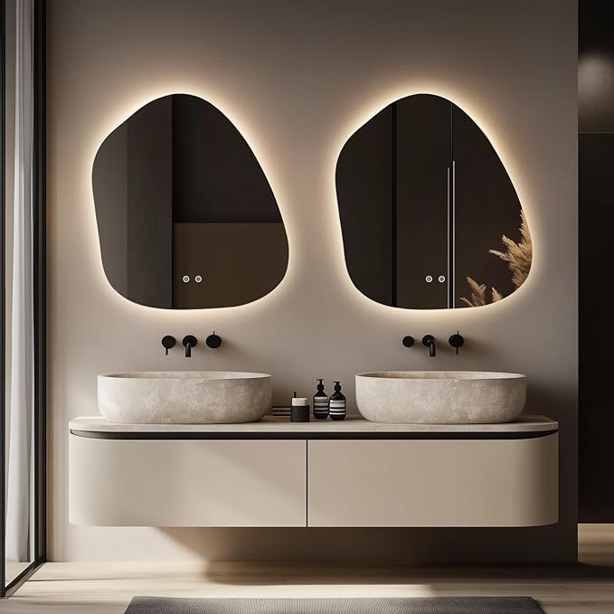 WallBeyond LED Bathroom Mirror with Lights, 22 x 24 Inch Led Bathroom Vanity Mirror for Wall, Anti Fog Mirror for Bathroom, 3 Colors and Dimmable Light, Horizontal/Vertical