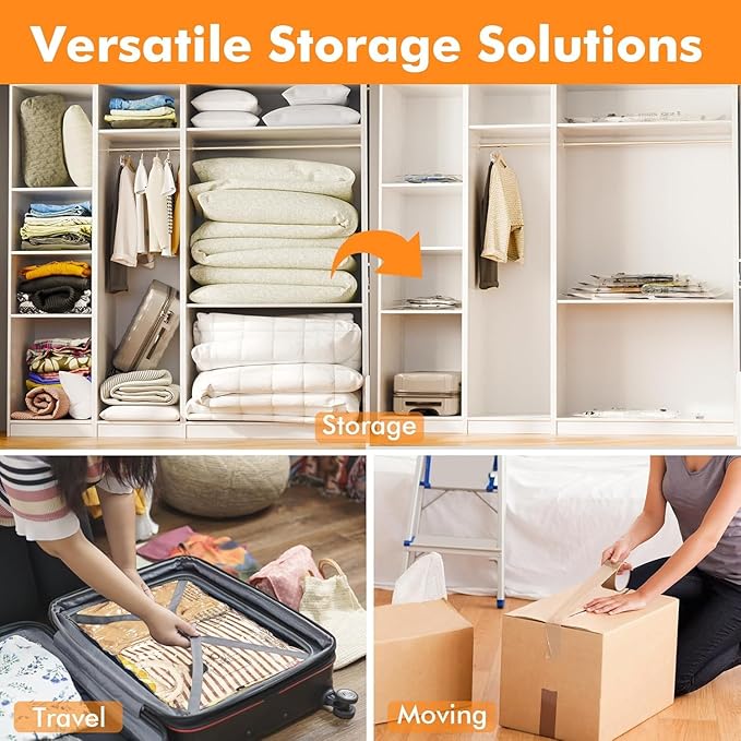 10 Large Vacuum Storage Bags with Electric Pump, Space Saver Bag for Clothes, Mattress, Blanket, Duvets, Pillows, Comforters, Travel