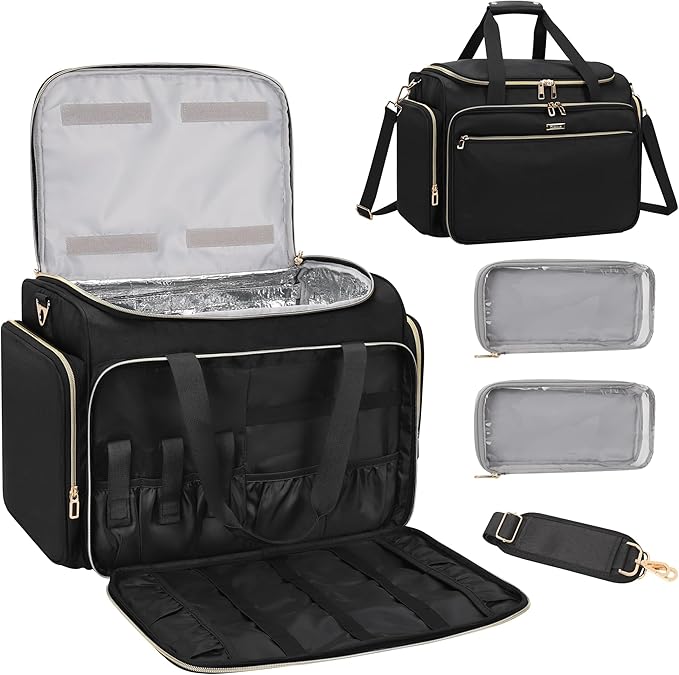 MONSTINA Hairstylist Travel Bag, Extral Large Hairdressing Bag Hair Tools Travel Case with Adjustable Dividers Professional Beauty Hairdresser Accessories Bags for Barber Heat Insulation