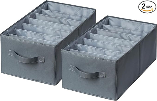 2 Pack Large Wardrobe Closet Organizer - Drawer Organizer Clothes, Efficient Jeans Organizer for Closet, Versatile Closet Organizers and Storage (Dark Grey, 17.7" L x 9.8" W x 7.1" H)