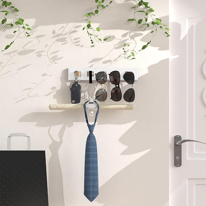 3 Pack Sunglass Organizer, Wall Mounted Sunglasses Organizer, Wooden Glasses Holder Sunglass Holder, Sunglasses Rack for Hanging Your Multiple Eyeglasses, for Wall, Home Decor(White)