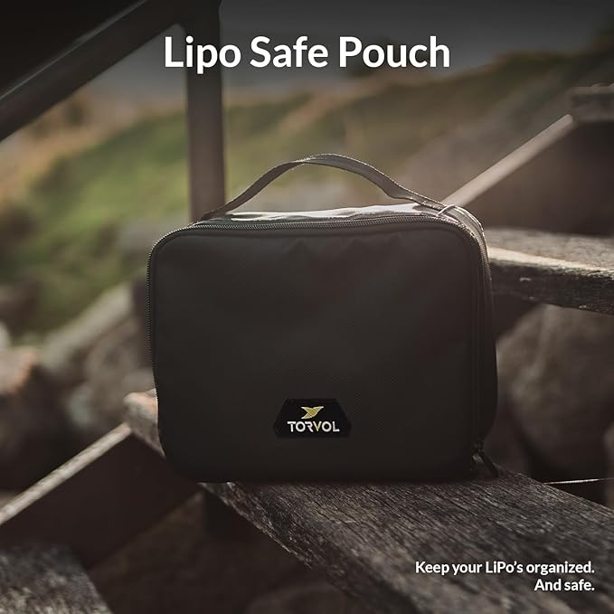 Torvol – LIPO SAFE BAG, Compact LiPo Battery Bag Fireproof, Stores up to 15 LiPo Batteries, Compatible Quad PITSTOP Backpacks, Battery Storage Organizer, 11 × 26 × 20 cm, Black