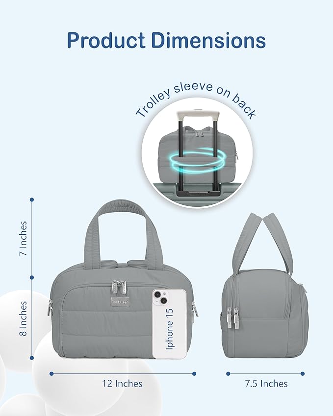 TOPDesign Travel Toiletry Bag for Women, Puffer Large Toiletry Bag, Lightweight Cosmetic Makeup Organizer with Handle for Traveling, Accessories, Essentials, Toiletries (Grey)