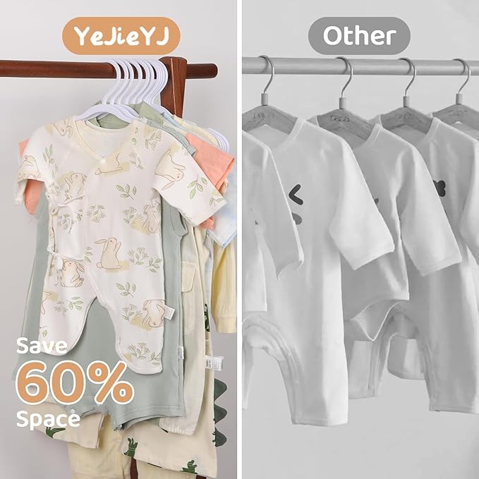 100 Pack White Baby Hangers 12.91 Inch - Kids Non-Slip Clothes Hangers for Infant & Child, Durable Plastic Children's Hangers for Closet, Pants, Coats, Skirts