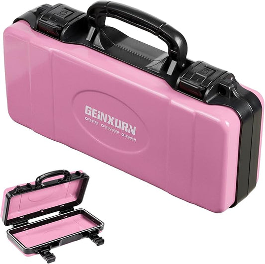 11”Pink Tools Box, Portable Steel Heavy-duty Tool Case with Safety Latch and Handle for Tools Storage and Organizers, Home DIY