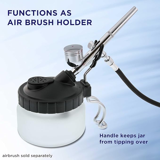 Master Airbrush 13 Piece Airbrush Cleaning Kit - Glass Cleaning Pot Jar with Holder, 5 pc Cleaning Needles, 5 pc Cleaning Brushes, 1 Wash Needle, & How to Link Card