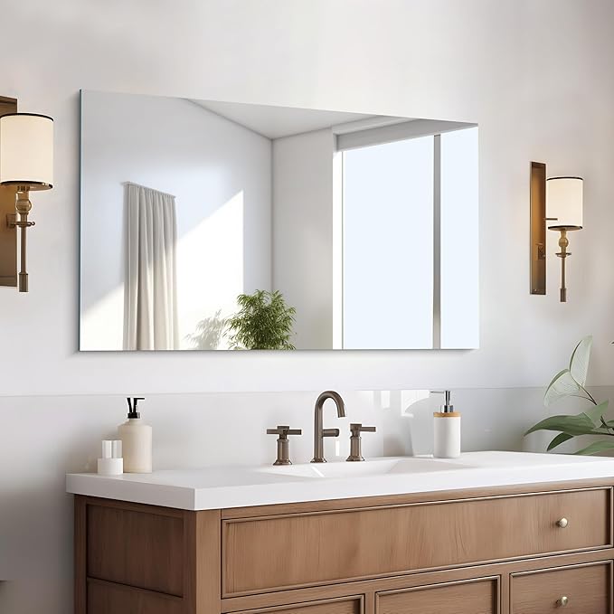 CILIBER Frameless Mirror, 24x40 Inch Rectangle Bathroom Mirrors for Wall, Upgraded Shatterproof Large Vanity Mirror Over Sink with Polished Edge for Bathroom, Bedroom, Living Room and Entryway