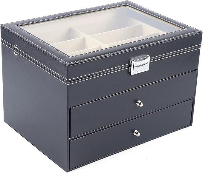 Eapmic 3 layer 24 Slots Eyeglass Sunglass Storage Watch Box Eyewear Accessories Display Glasses Storage Case Organizer (3 layer 24 Slots Style 2)