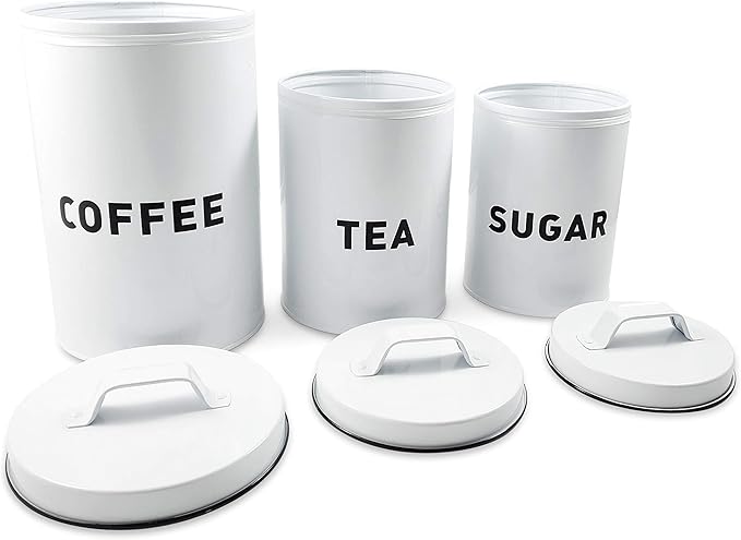 Claimed Corner Metal Storage Canisters and Containers for Home and Kitchen Organization, Function, and Decor (Canister Set)