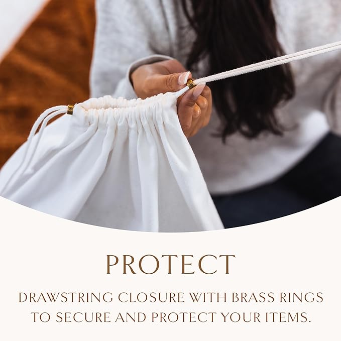 Hayden Hill Luxury Organic Cotton Dust Bags For Handbags - 6 Pack Mixed Sizes - Handbag, Purse and Shoe Storage - Certified Carbon Neutral