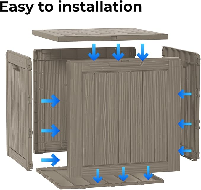 29 Gallon Resin Deck Box Waterproof Outdoor Storage Box for Patio Furniture Pool Accessories Indoor Storage for Cushion Garden Tools, Gray