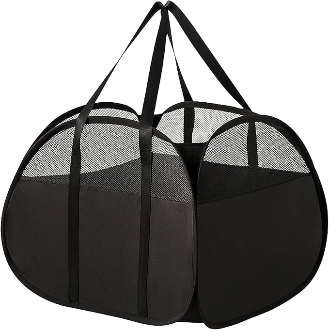 Collapsible Laundry Baskets, Tear Proof Pop Up Laundry Hamper with Large Capacity, Sturdy Foldable Laundry Basket, Easy to Carry Laundry Hamper for Home, Laundry Room, Bedroom, Dorm, Travel Black