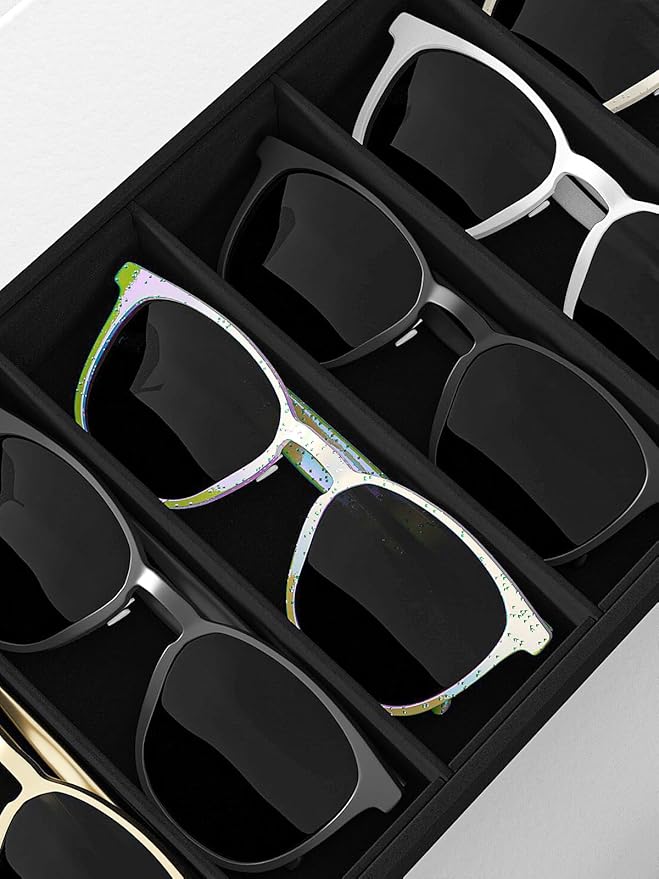 Sunglass Organizer Tray,Eyeglass Storage for Multiple Glasses,Jewelry and Sunglasses Drawer Organizer (Black 2)
