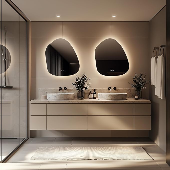WallBeyond LED Bathroom Mirror with Lights, 22 x 24 Inch Led Bathroom Vanity Mirror for Wall, Anti Fog Mirror for Bathroom, 3 Colors and Dimmable Light, Horizontal/Vertical
