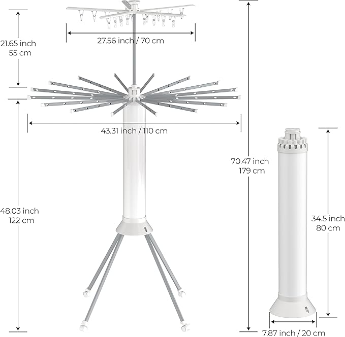 Clothes Drying Rack Foldable, 4-Legged Double Dryer Rack with 20 Clips, Laundry Drying Rack with 4 Pulleys, Portable Drying Rack Clothing, Collapsible Indoor Hanging Dry Rack for Clothes, Socks, Towel