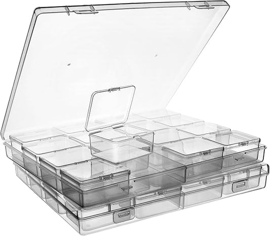 ZIIYAN Bead Storage Containers - 32 Clear Plastic Bead Organizer Boxes with Hinged Lid, Craft Organizers and Storage for Diamond Painting Art, Small Parts, Jewelry Charms