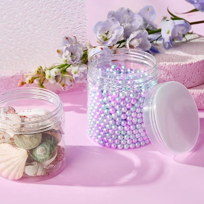 Eternal Moment 36 Pack 8 OZ Plastic Jars Round Clear Cosmetic Container Jars with Clear Lids, Perfect for Lotion, Slime，Cream, Ointments, Makeup, Eye Shadow, Samples, Pot, Travel Storage