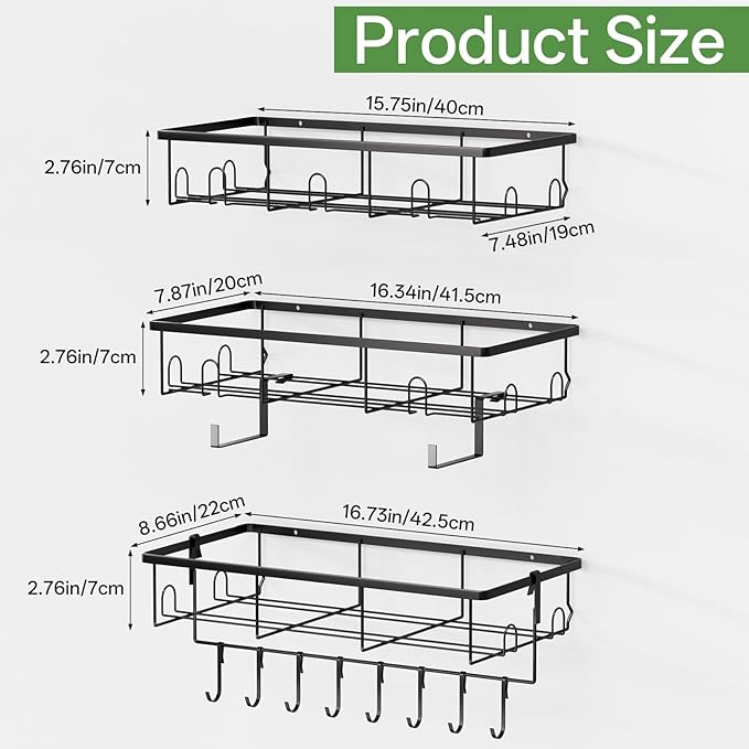3 Pack Hat Rack for Wall - Hat Organizer for Baseball Caps Wall Mounted Space Saving Hat Shelf for Hats, Caps, Scarves, Keys & More,Durable Hat Holder Suitable for Entryways, Bedrooms,Closets