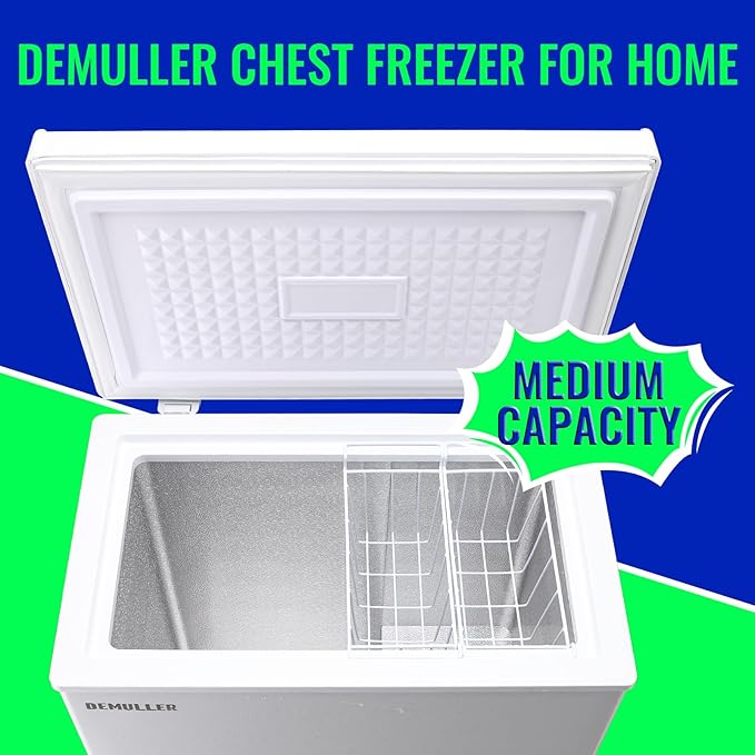 4.0 Cu.ft Chest Freezer with Electronic Panel, Accurate Temperature Display to 1 ℉, White Deep Freezing Machine with 2 Removable Baskets, Compact Size for Any Space