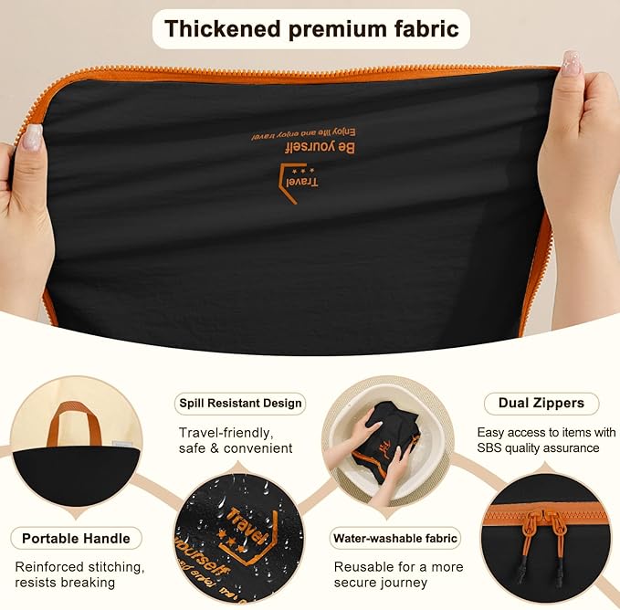 Packing Cubes for Travel, Various Sizes Luggage Organizer Bags with Double Zipper, Durable Space Saver Bags Travel Essentials (5 Set, Black)