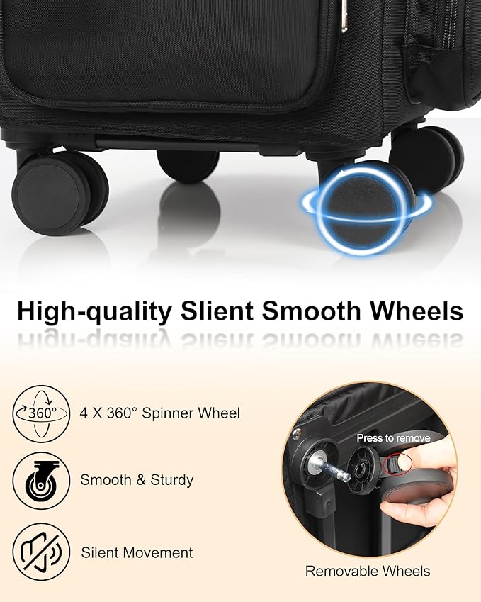 Relavel Rolling Makeup Case, 2 in 1 Hairstylist Traveling Bag Cosmetology Case on Wheels Large Hair Tools Cosmetics Train Case Makeup Artist Storage Organizer Trolley Suitcase with 360° Swivel Wheels