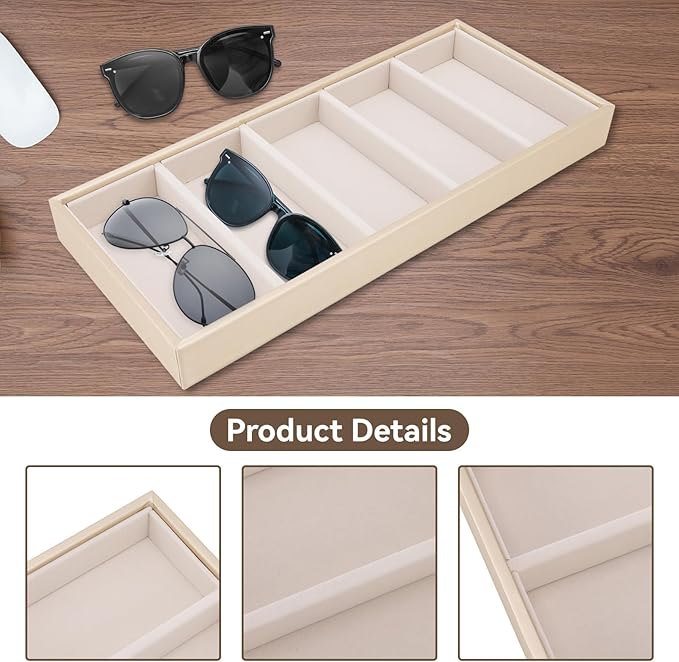 Glasses Box Tray, Sunglass Tray Stackable Glasses Display Organizer Jewelry Organizer for Watch Holder 14.96 * 6.5IN