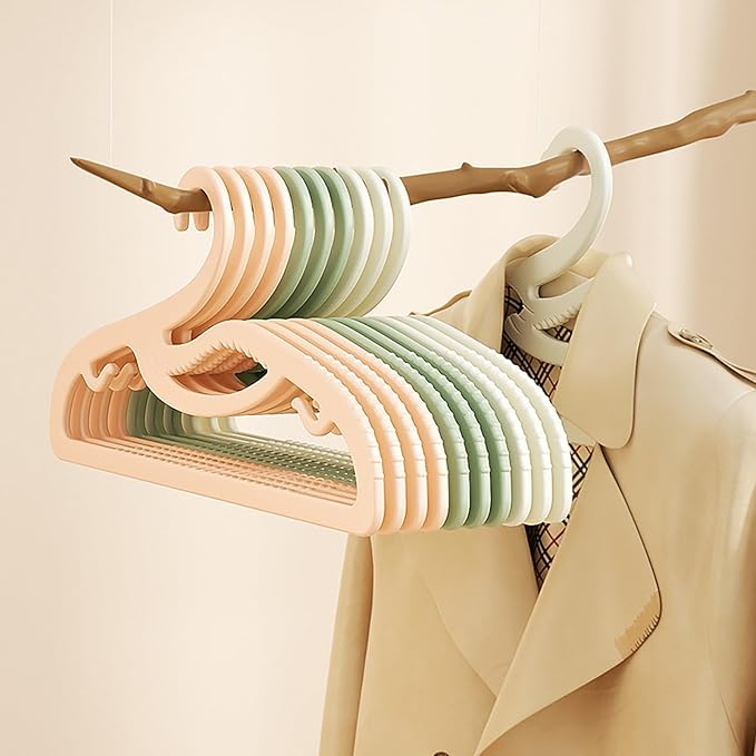 Plastic Clothes Hangers 20 Pack, Z-Shape Opening, 0.12" Ultra Thin Short Neck Hangers, Save Cabinet Space, Suitable for Dresses, Shirts, Pants, Scarves, Jackets(White)