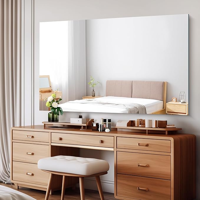 CILIBER Frameless Mirror, 60x36 Large Bathroom Mirrors for Wall, Upgraded Shatterproof Rectangle Vanity Mirror Over Sink with Polished Edge for Bathroom,Bedroom,Living Room and Entryway
