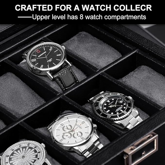 Automatic Watch Winder,Double Watch Winder and 8 Extra Storage Display Box with LED Light,Japanese Quiet Motor,Adjustable Watch Pillows,AC Adapter,Father’s Day Gift for Men