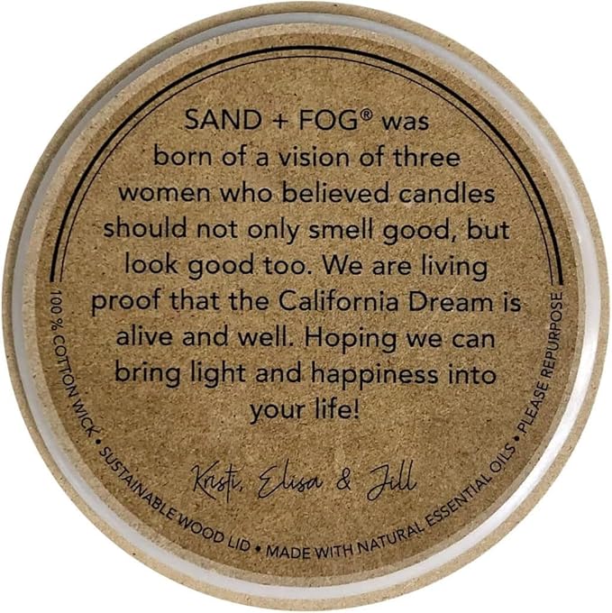 Sand + Fog Scented Candle - Winter White – Additional Scents and Sizes – 100% Cotton Lead-Free Wick - Luxury Air Freshening Jar Candles - Perfect Home Decor – 12oz
