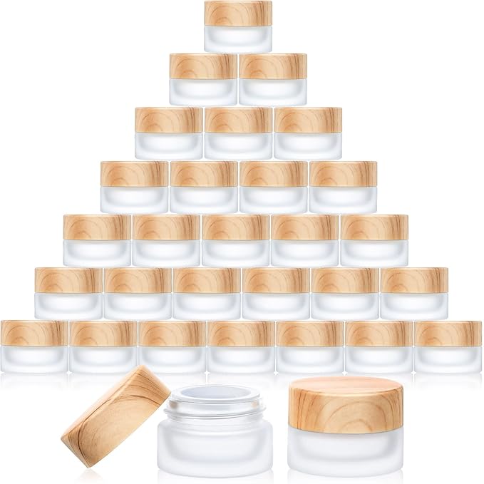 Geiserailie 30 Pieces Glass Cosmetic Containers Empty Sample Jars with Leak Proof Lids Makeup Sample Containers for Lotion Cream Cosmetic (30 Gram)