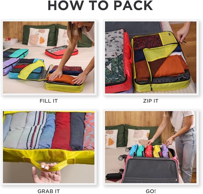 5 Pcs Large Packing Cubes for Suitcases - Travel Carry on Suitcase Organizer Bags - Organizer Bags for Luggage