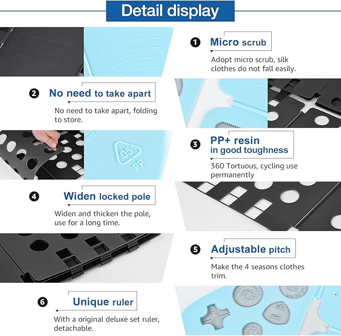 BoxLegend Shirt Folding Board Shirt Folder Durable Plastic with Drawing Aid Art Design Ruler for Adults and Kids(Black &Blue)