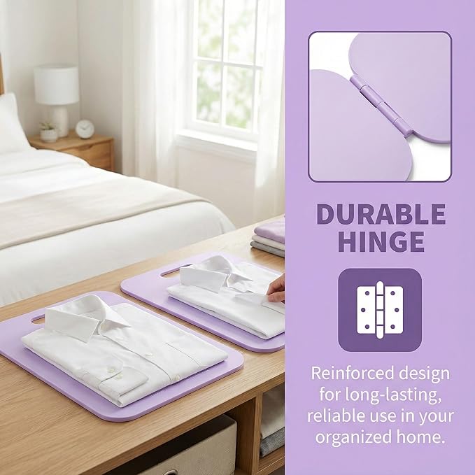 2 Pcs Shirt Folding Board, Portable Clothes Folder Plastic Laundry folders for Travel Adult White