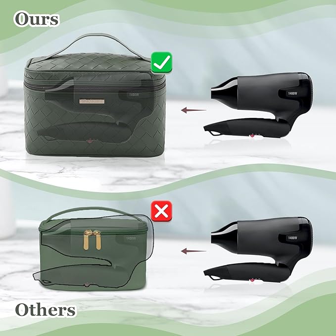 Dajasan Makeup Bag Cosmetic Bag, Travel Makeup Bag, Large Capacity Makeup Organizer Case, Large Toiletry Bag for Women Girls, PU Leather Waterproof 11.81 x 6.7 x 7.09 Inch (Green)