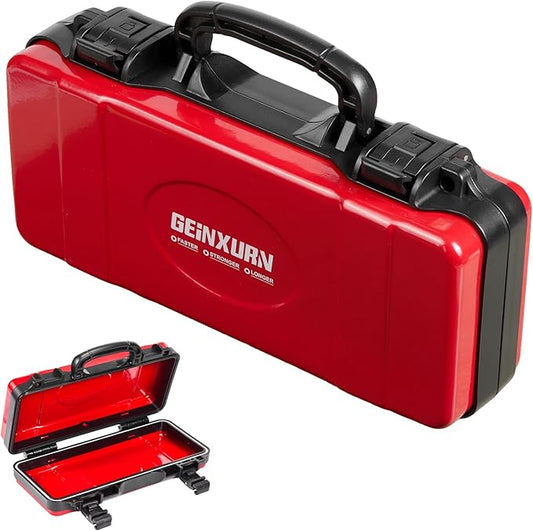 11”Red Tools Box, Portable Steel Heavy-duty Tool Case with Safety Latch and Handle for Tools Storage and Organizers, Home DIY
