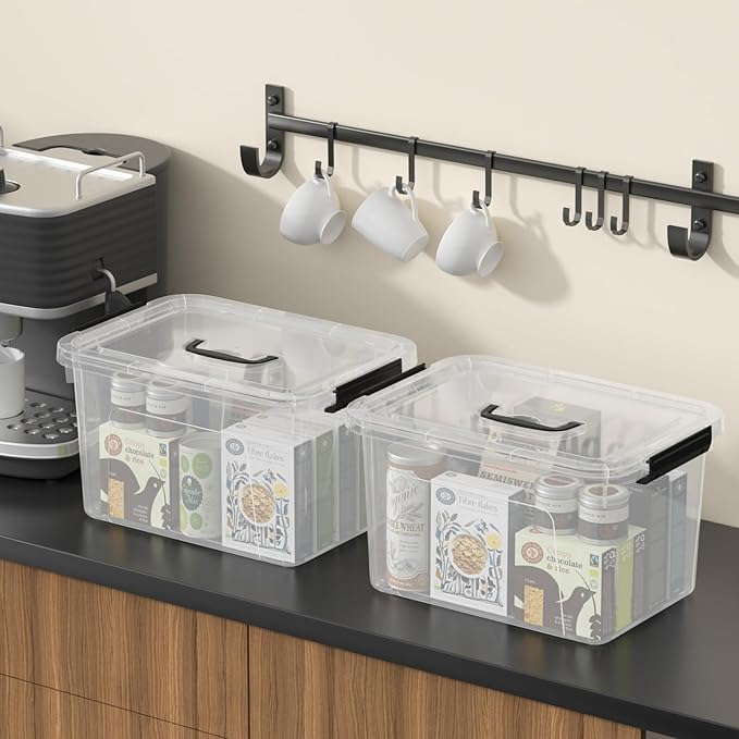18 Liter Clear Plastic Box with Lid, 4-pack Clear Bins Totes for Storage