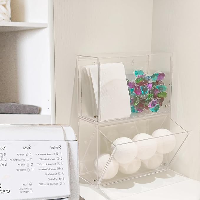 Laundry Pods Container for laundry room organization, Acrylic Candy dispenser Coffee Pod Holder Dishwasher Pods Container for Wall or Hanging