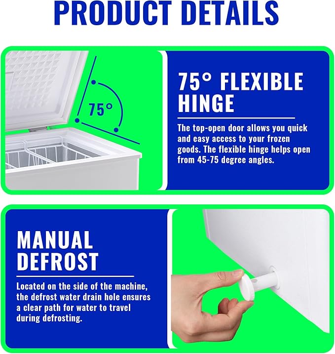 4.0 Cu.ft Chest Freezer with Electronic Panel, Accurate Temperature Display to 1 ℉, White Deep Freezing Machine with 2 Removable Baskets, Compact Size for Any Space