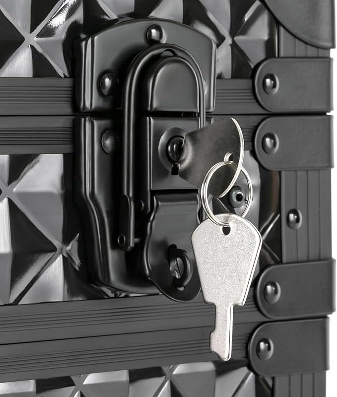 Rolling Makeup Case with Wheels and Locks, Cosmetology Case Makeup Train Case for Salon Barber Large Beauty Salon Luggage Rolling Lockable Makeup Train Extendable Tray Hairdressing (Style 3)