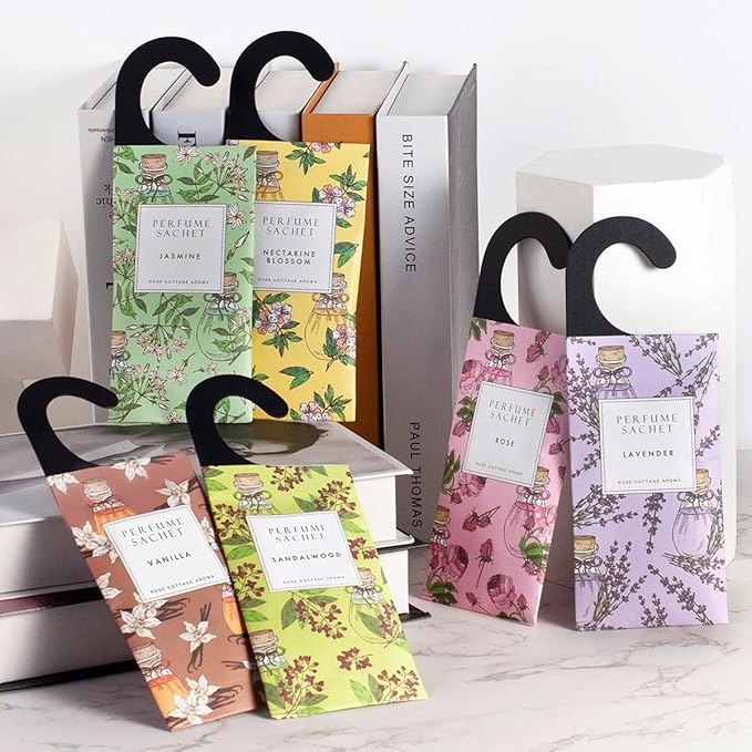 ROSE COTTAGE Large 12 Packs Eucalyptus Hanging Closet Deodorizer Air Freshener Long Lasting Scented Sachets Smell Goods for House