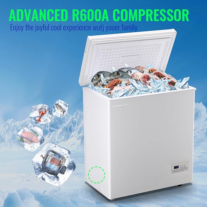 Chest Freezer with Electronic Panel, Accurate Temperature Display to 1 ℉ and Easy to Use 5.0 Cu.ft Deep Freezing with 2 Removable Baskets White