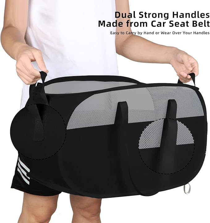 100L Collapsible Laundry Baskets, Tear Proof Pop Up Laundry Hamper with Dual Handles, Large Foldable Laundry Basket, Easy to Carry Laundry Hamper for Home, Laundry Room, Bedroom, Dorm, Travel Black