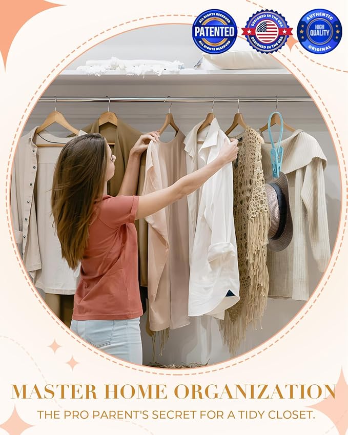 100 Pack Multi Purpose Laundry Hanging Clips with Rope, Heavy Duty Hanger Hooks for Baby Clothes, Pants, Socks, Hats (Light Blue, Light Gray, Light Pink, Green, Light Yellow)